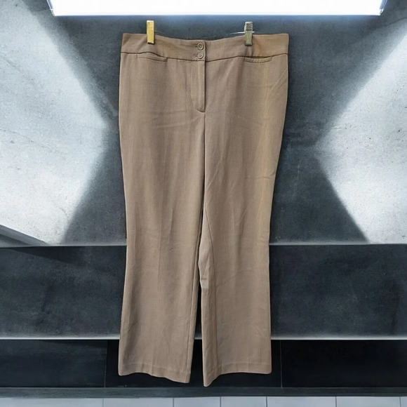 Talbots 12P Pants Khaki Heritage Boot Flat Front Mid Rise Straight Career Office - Picture 1 of 9